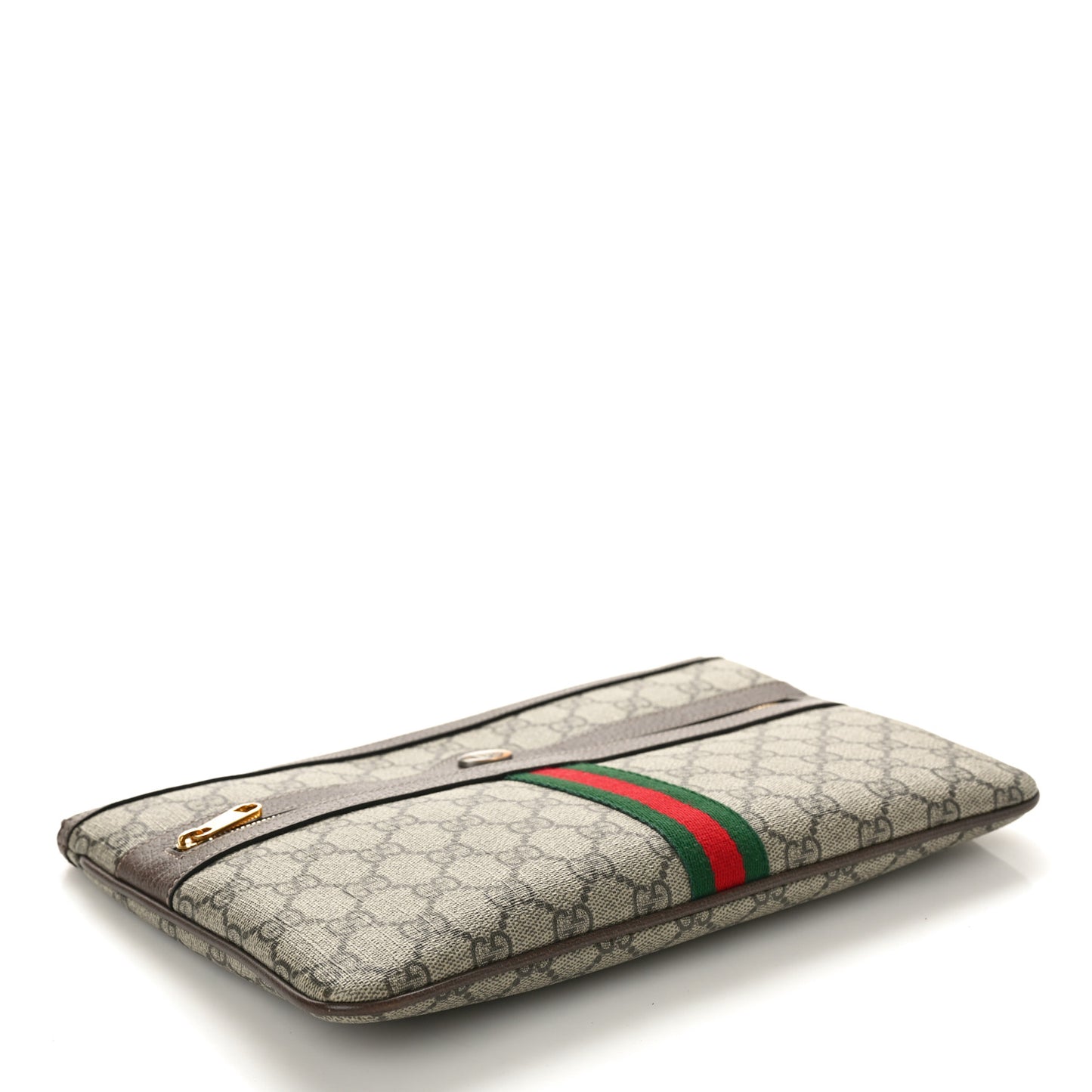 GG Supreme Monogram Large Ophidia Pouch Clutch Brown