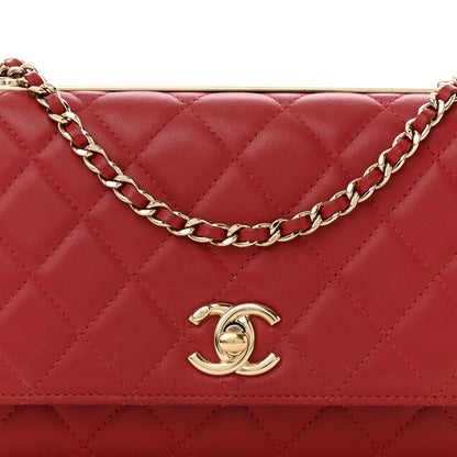 Chanel Lambskin Quilted Trendy CC Wallet On Chain WOC Red 9 of 16