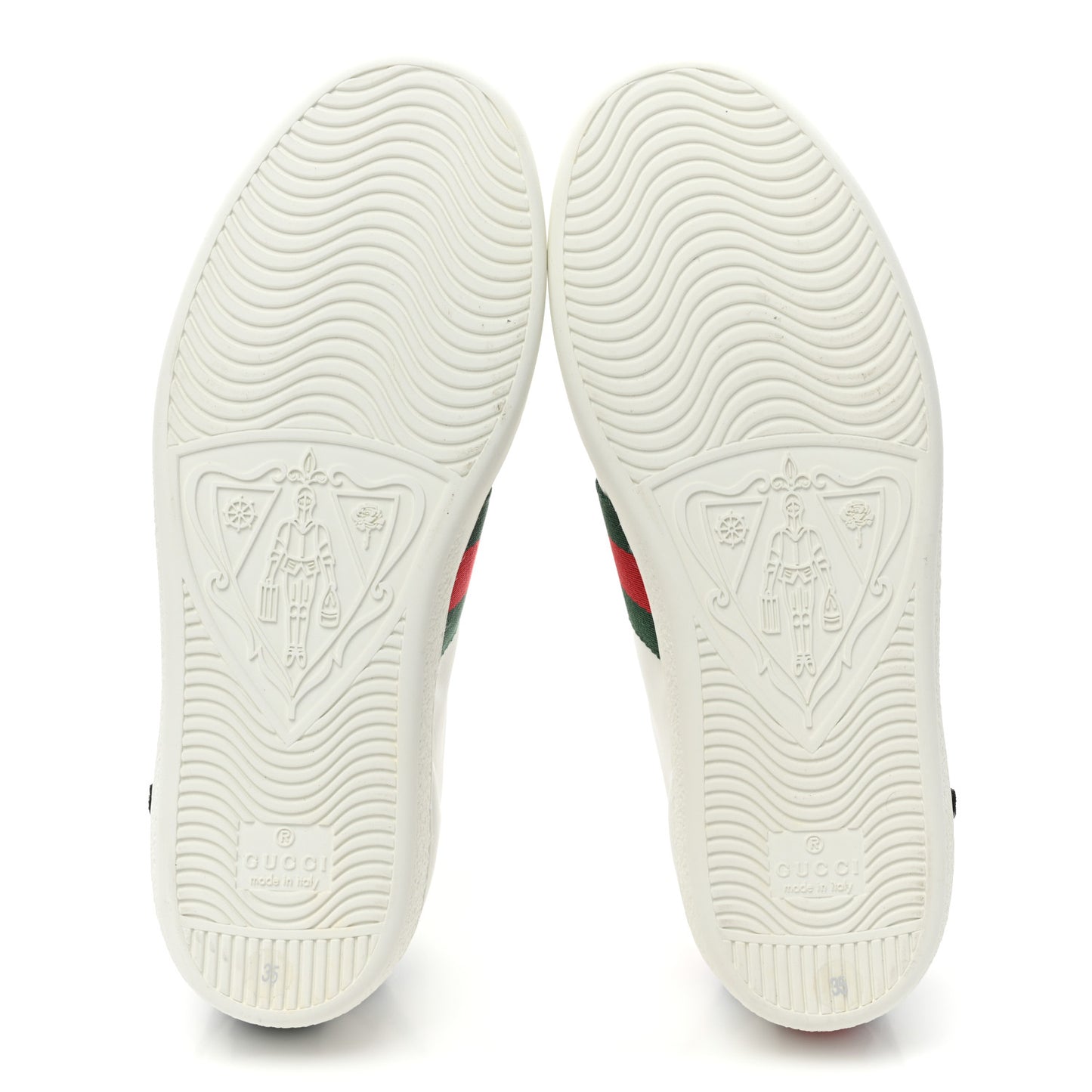 Calfskin Web Floral Embroidered Womens Ace Sneakers 35 White