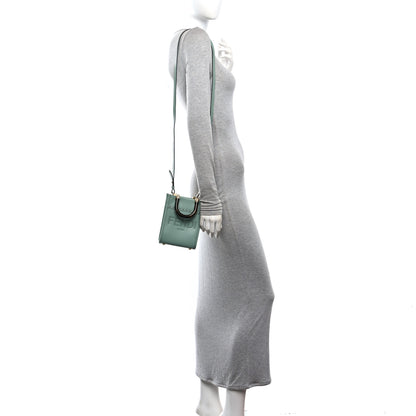 Fendi Vitello King Plexiglass Logo Embossed Mini Fendi Sunshine Shopper Tote Menta 2 of 10