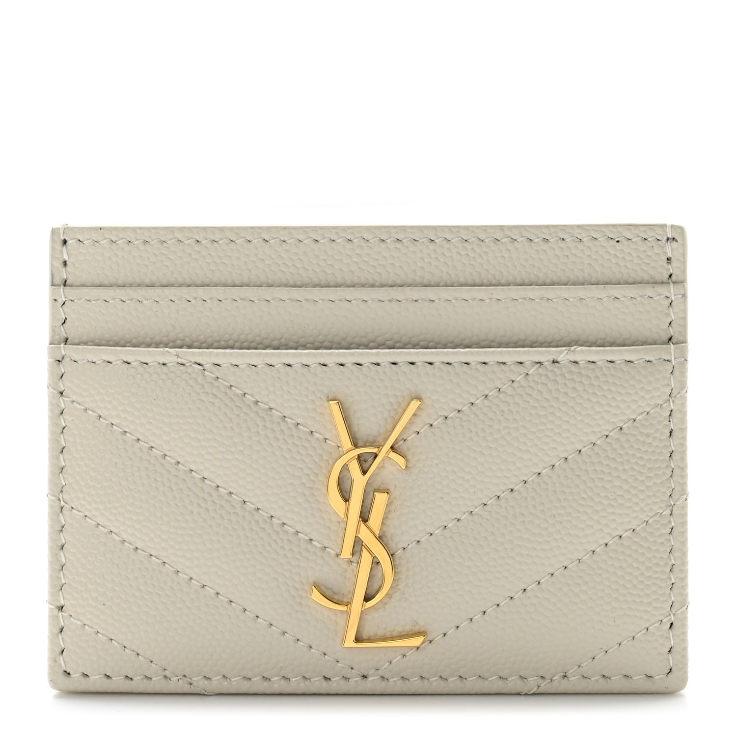 Grain De Poudre Matelasse Chevron Monogram Credit Card Case Crema Soft