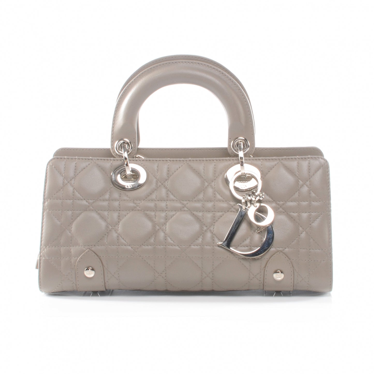 CHRISTIAN DIOR Cannage Quilted Soft Lady Dior East West Bag Taupe