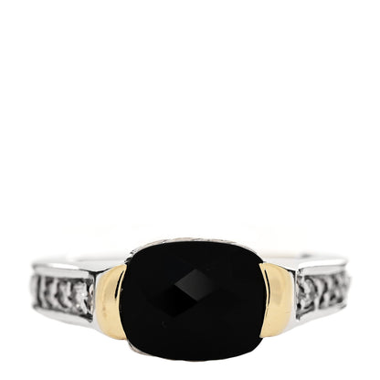 David Yurman Sterling Silver 18K Yellow Gold Black Onyx Ring 54 7 1 of 5