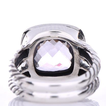 David Yurman Sterling Silver Diamond Morganite 11mm Albion Ring 56 7.75 4 of 6