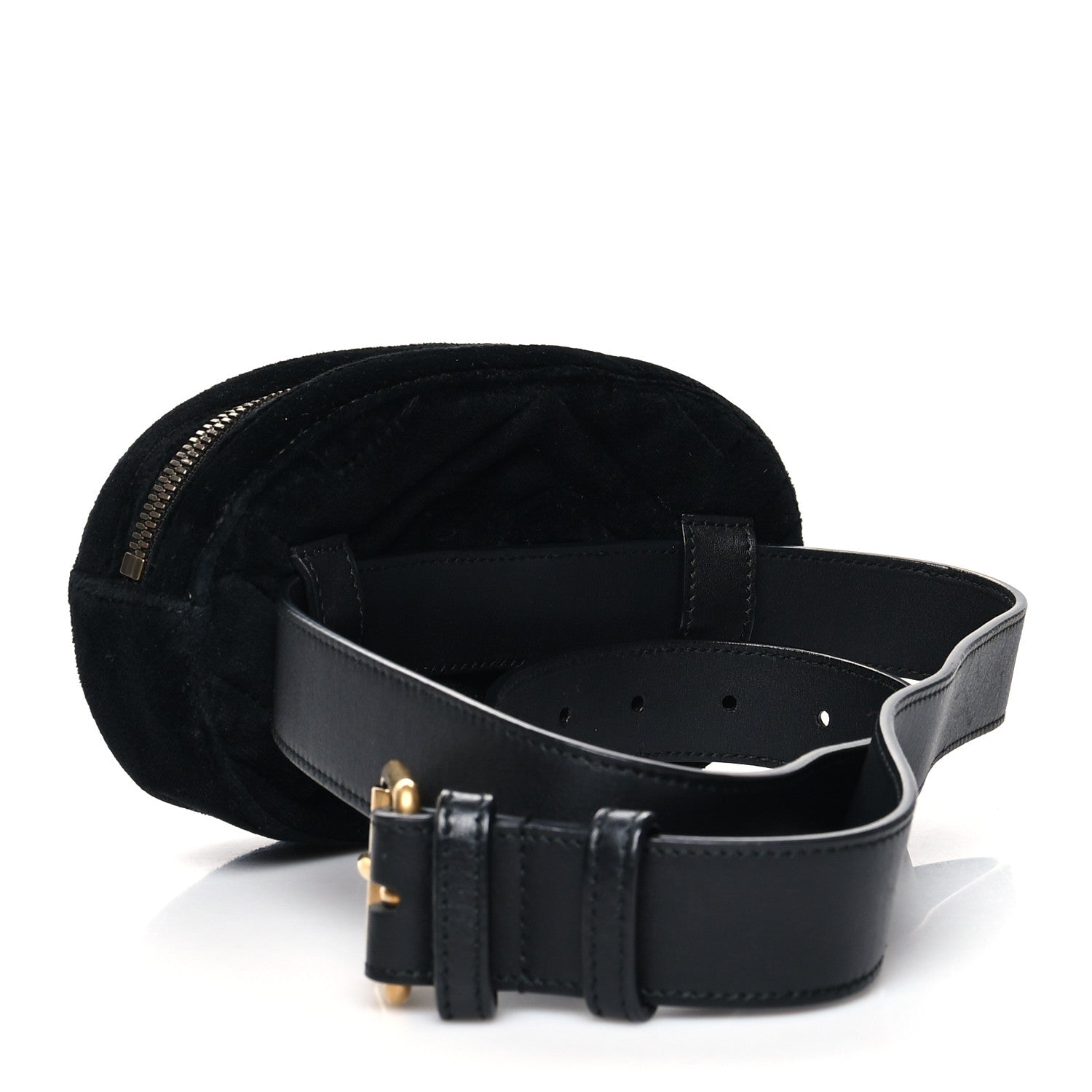 Gucci Velvet Matelasse GG Marmont Belt Bag 95 38 Black 3 of 12
