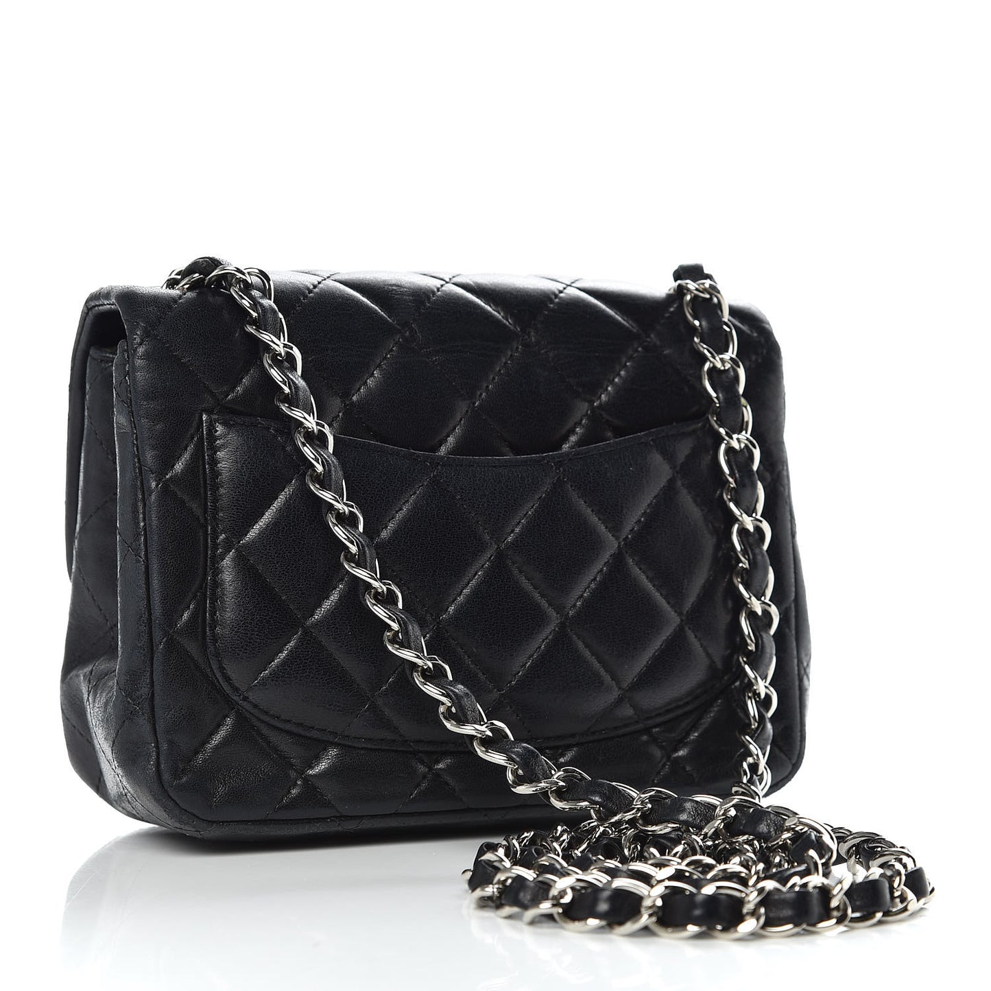 Lambskin Quilted Mini Square Flap Black