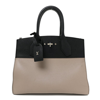 Louis Vuitton Taurillon City Steamer MM Black Beige 1 of 22
