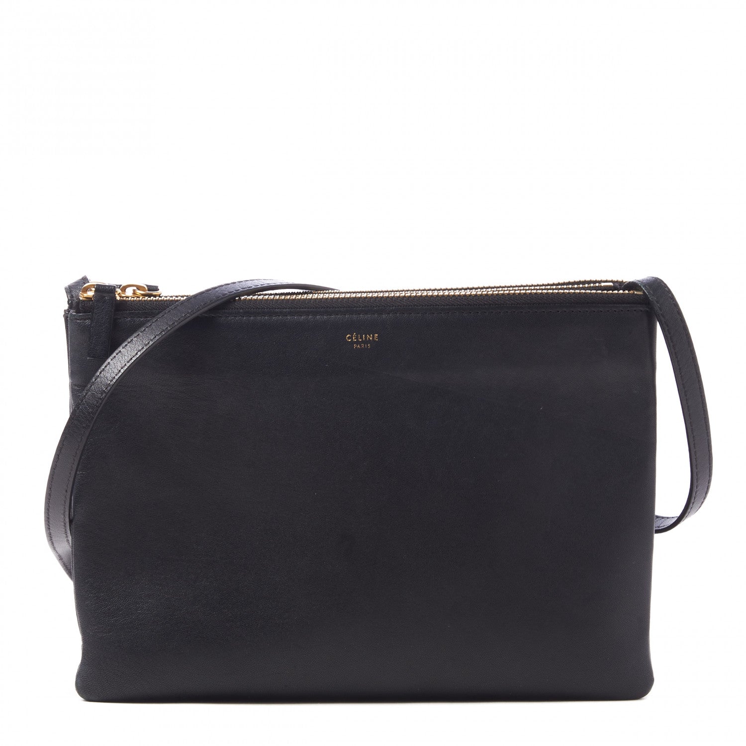 Celine Lambskin Large Trio Crossbody Bag Black 1 of 11