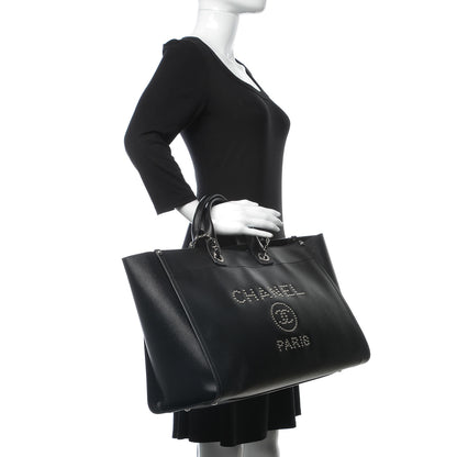 Chanel Caviar Extra Large Studded Deauville Tote Black 3 of 9