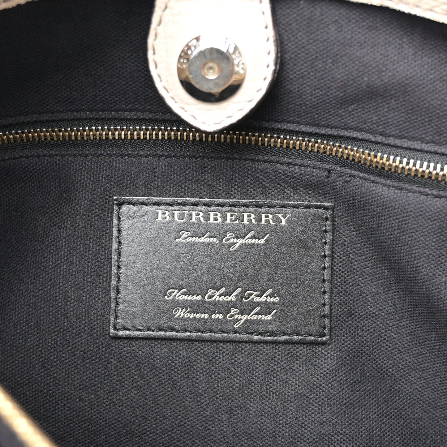 Derby Calfskin House Check Medium Banner Tote Limestone