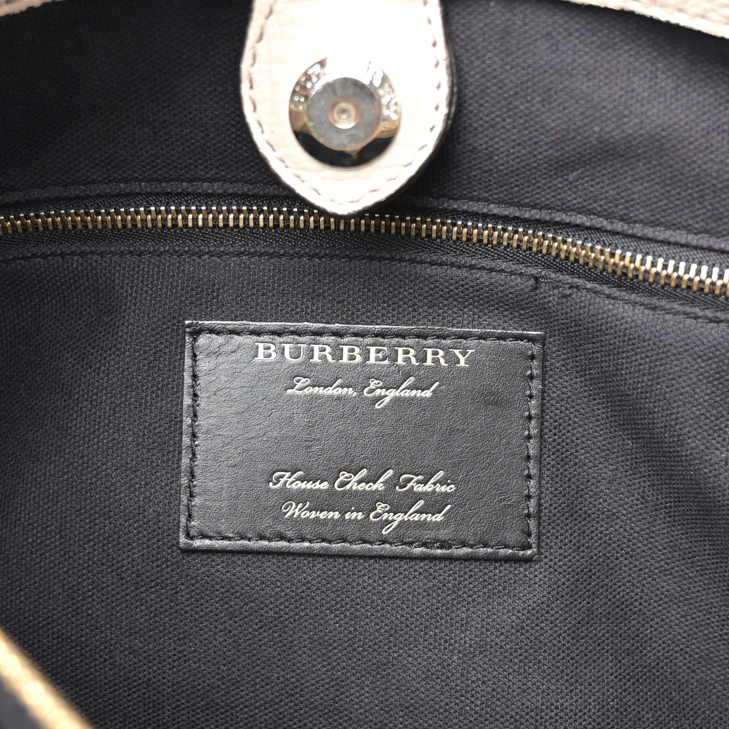 Burberry Derby Calfskin House Check Medium Banner Tote Limestone 7 of 18