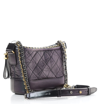 Chanel Iridescent Aged Calfskin Quilted Small Gabrielle Hobo Black 3 of 11