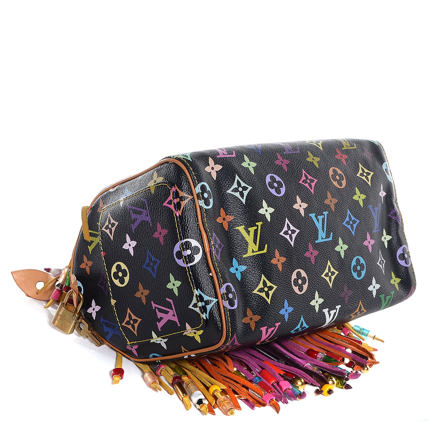 Louis Vuitton Monogram Multicolor Fringe Speedy 25 Black 4 of 7