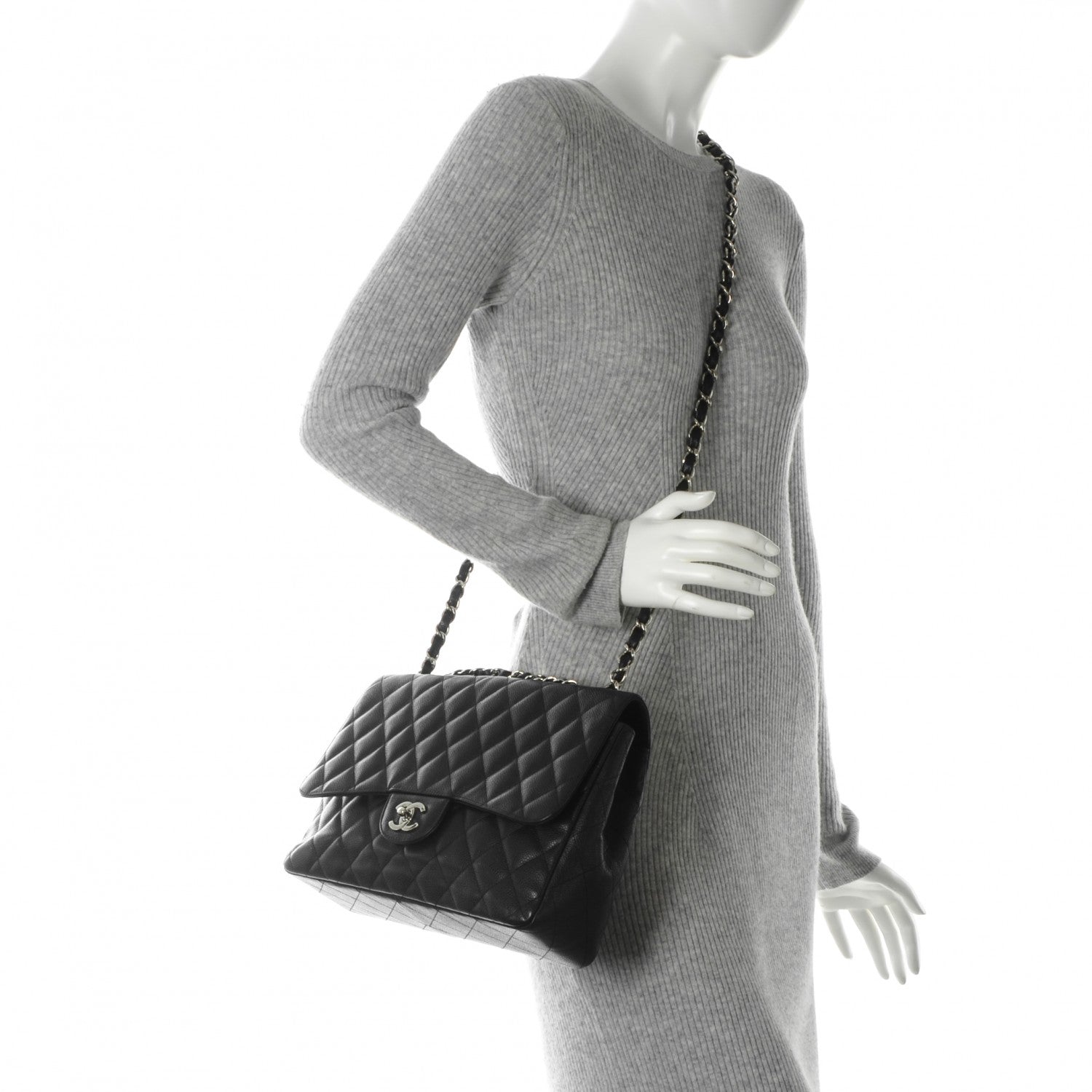 Chanel Caviar Quilted Jumbo Single Flap Black 2 of 7