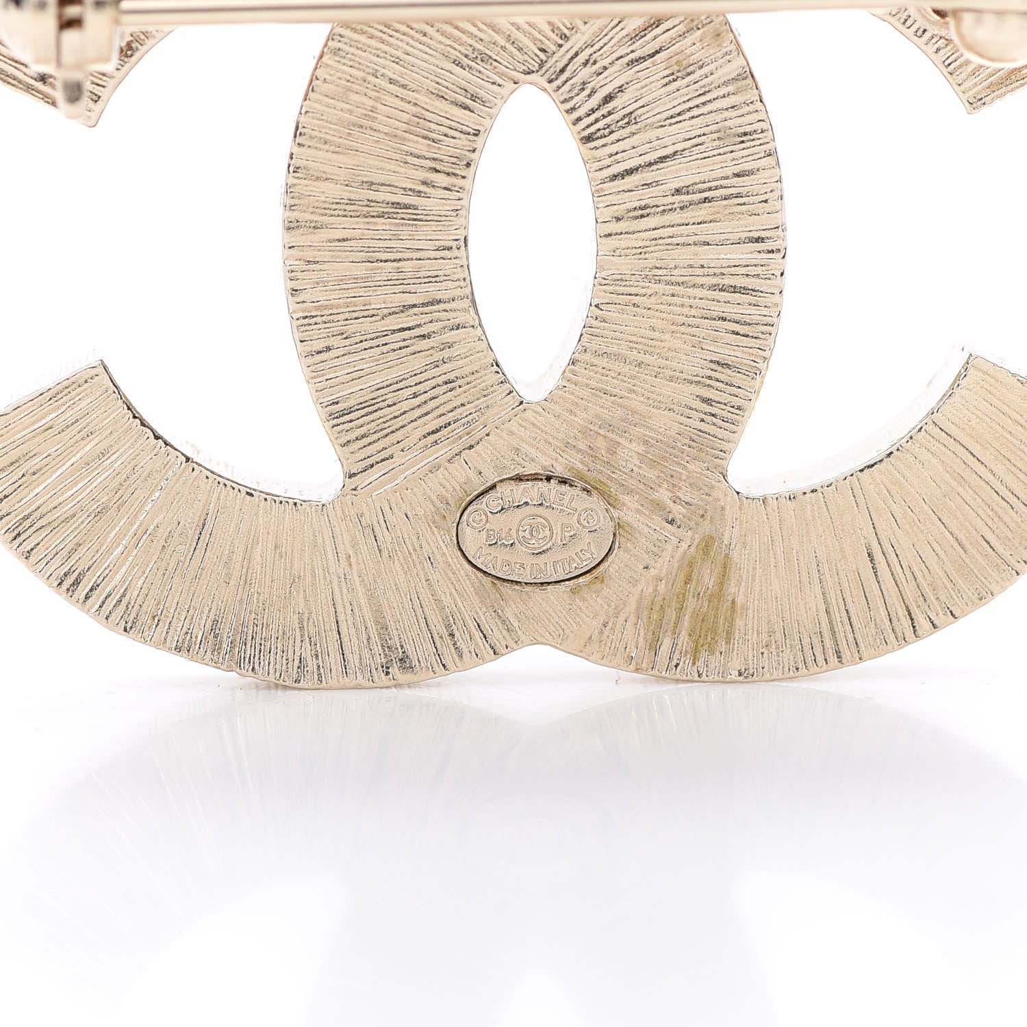 Chanel Metal Quilted CC Brooch Silver Gold 4 of 7