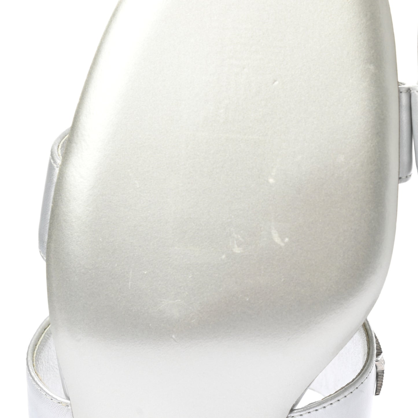 Iridescent Calfskin Crystal Stars Sandals 37 Silver