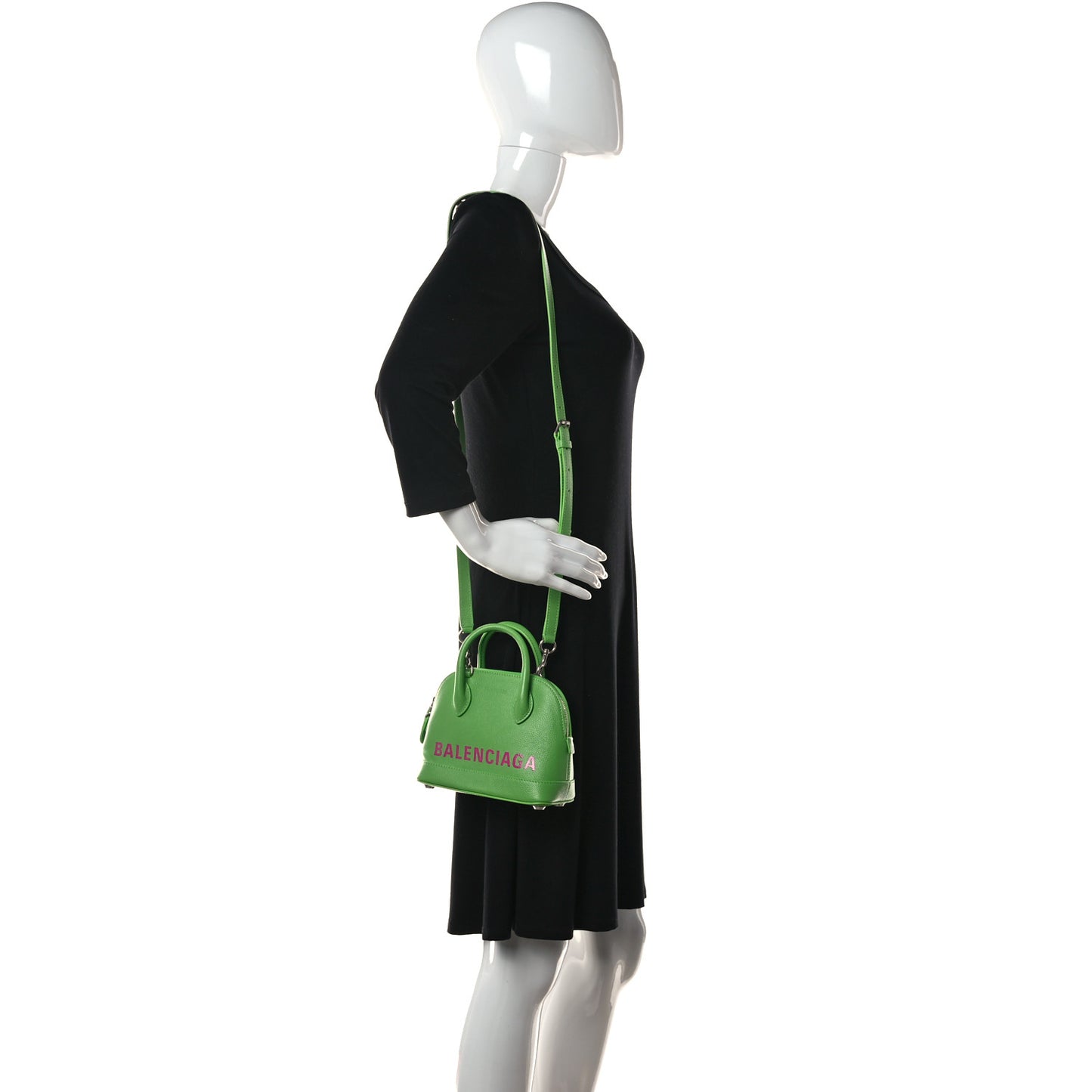 Grained Calfskin XXS Ville Top Handle Bag Light Green Fuchsia