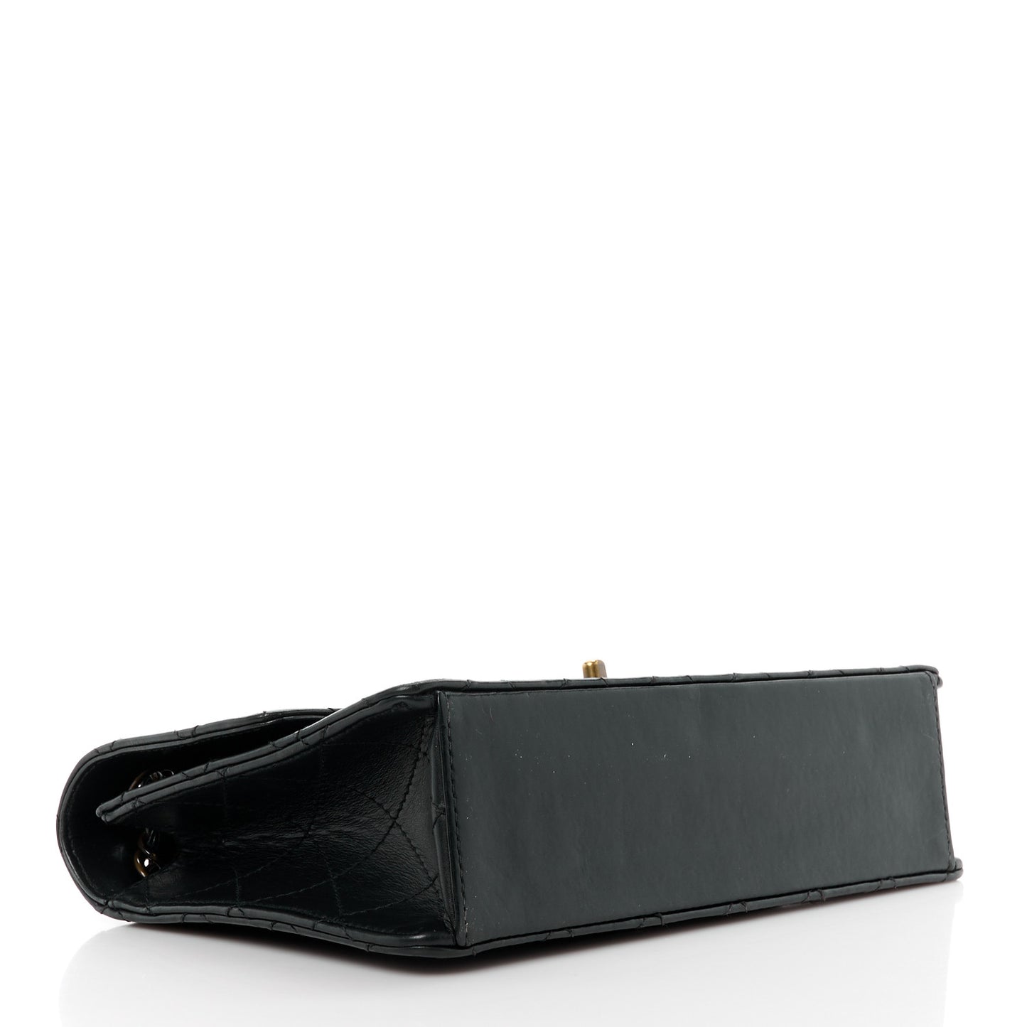 Calfskin Stitched Medium Single Flap Black