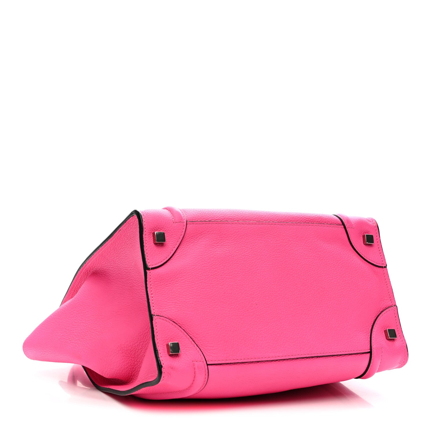 Celine Drummed Calfskin Mini Luggage Fluo Pink 4 of 12