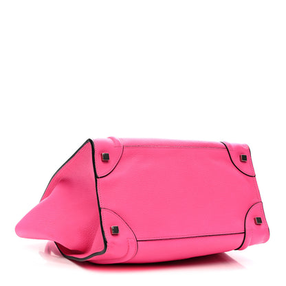 Celine Drummed Calfskin Mini Luggage Fluo Pink 4 of 12