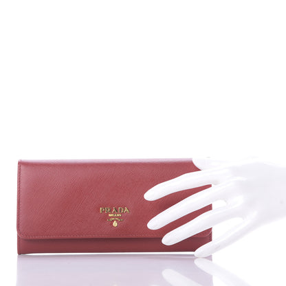 Prada Saffiano Metal Continental Flap Wallet Fuoco 4 of 11