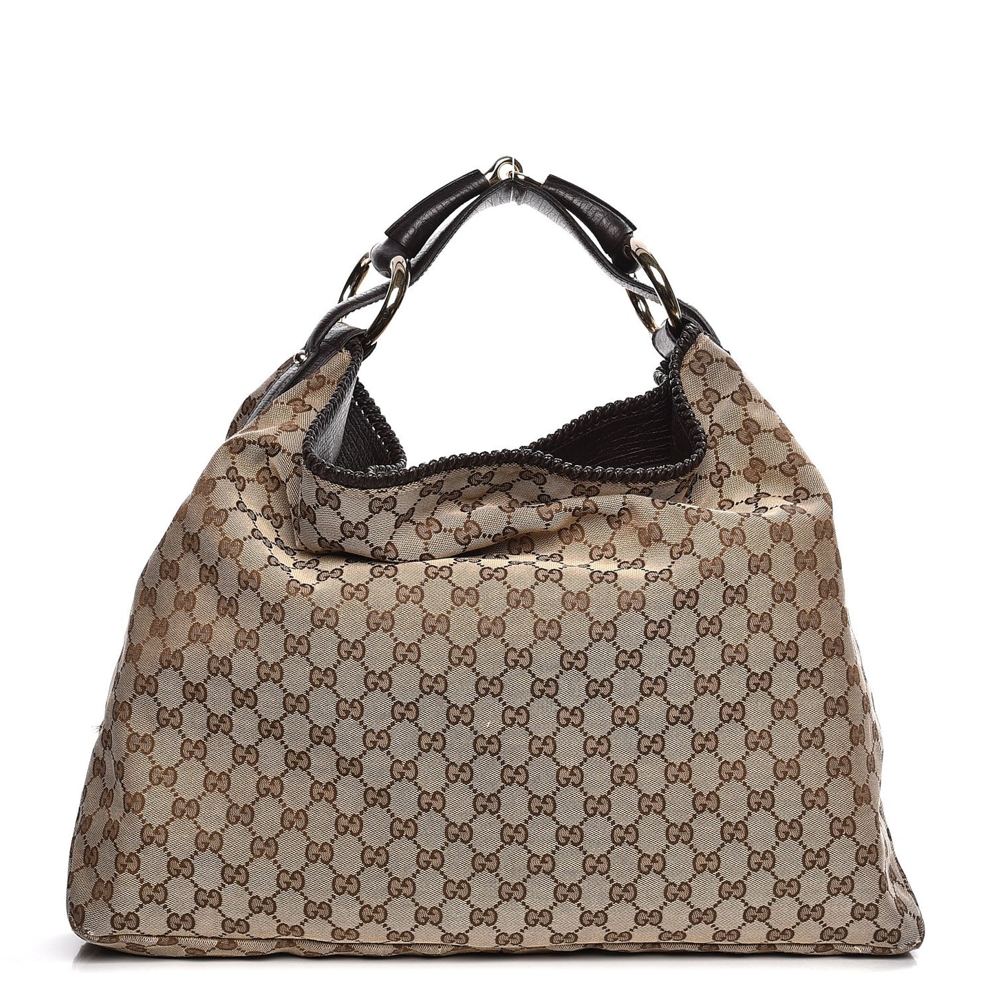 Monogram Large Horsebit Chain Hobo Dark Brown
