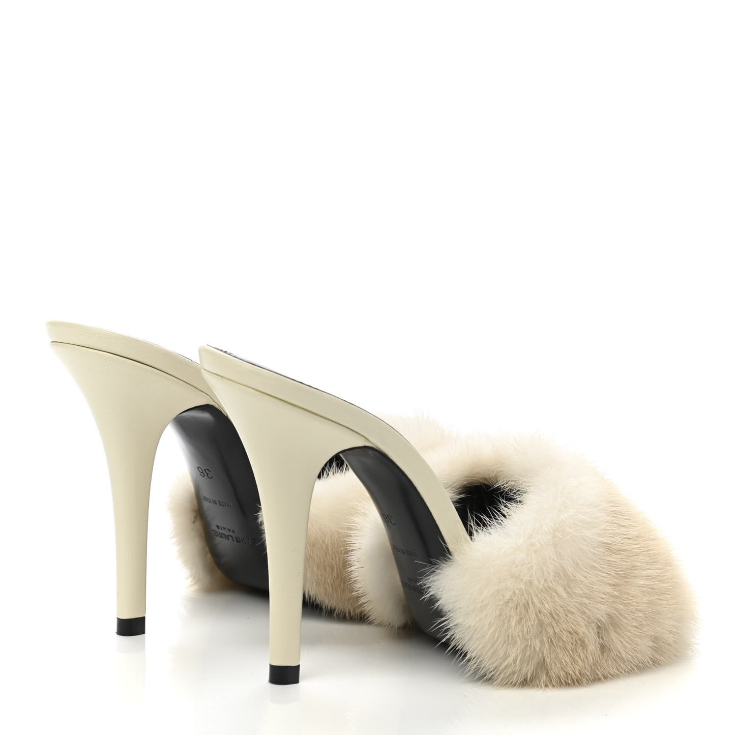 Mink Calfskin Roy Mule Sandals 36 Cream