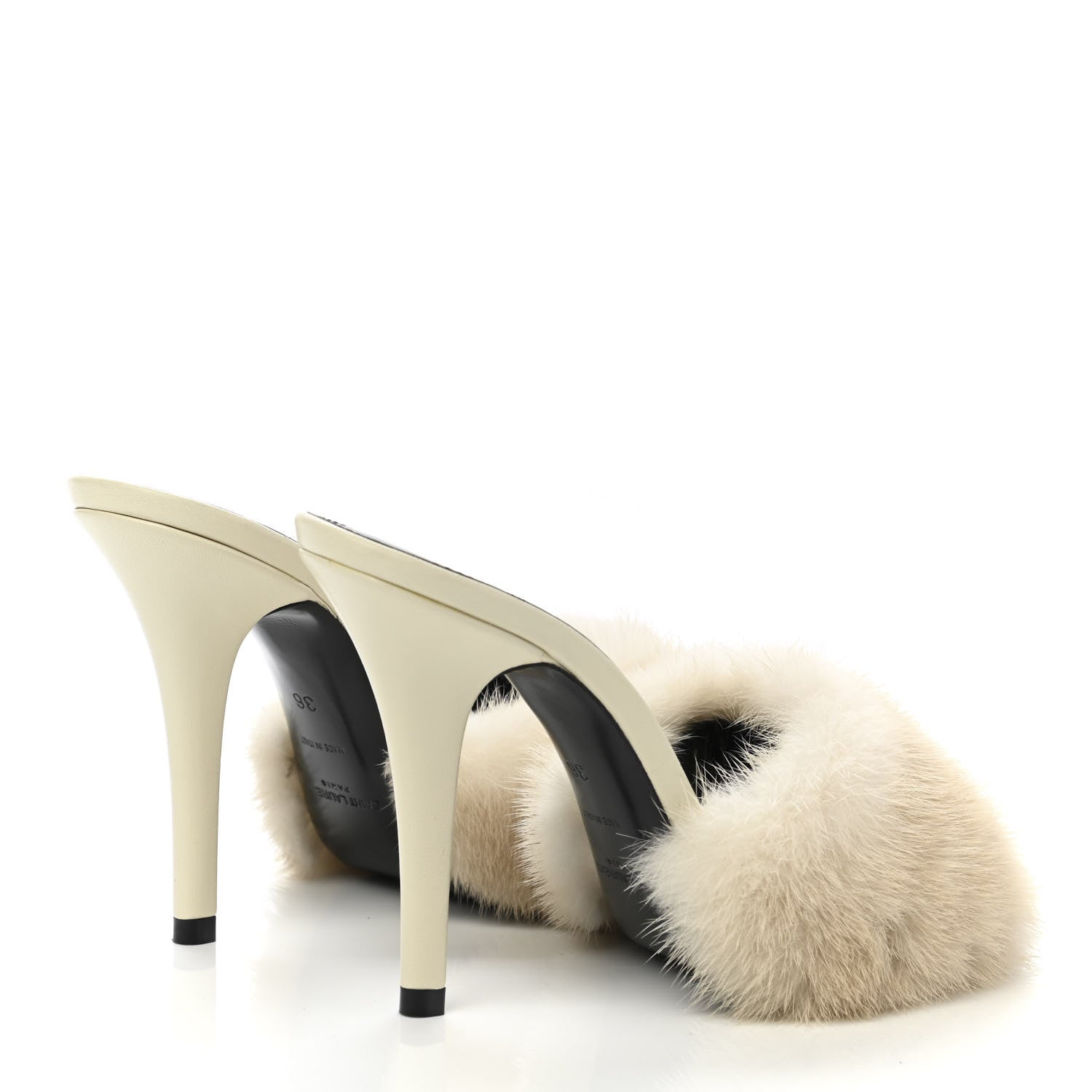 Saint Laurent Mink Calfskin Roy Mule Sandals 36 Cream 4 of 10