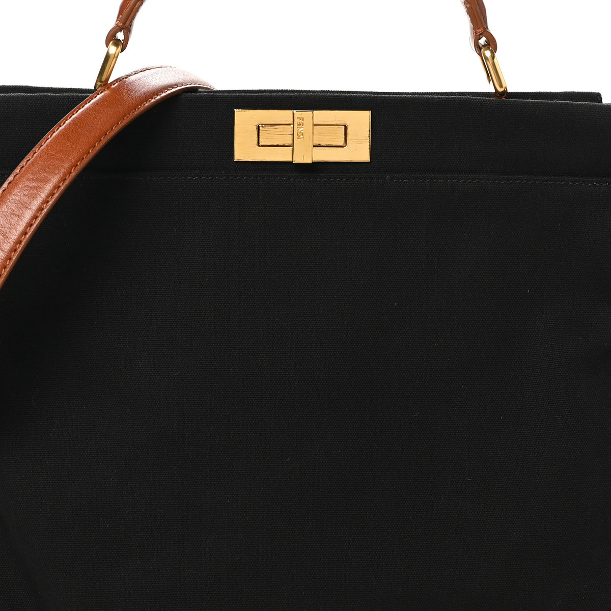 Canvas Large Peekaboo Iconic Satchel Black Cuoio