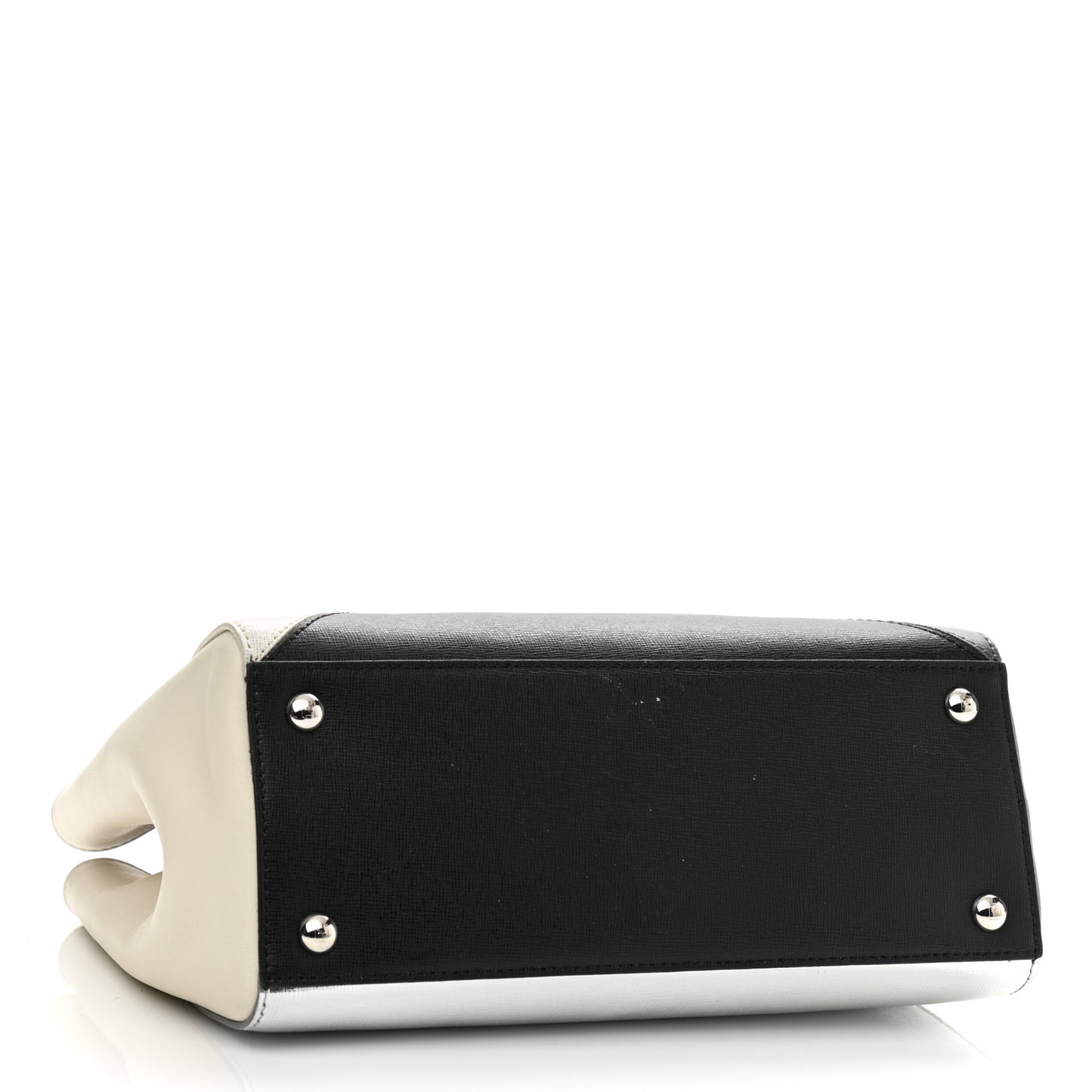 Vitello Elite Calfskin Colorblock Petite 2Jours Tote Black Multicolor White Argento