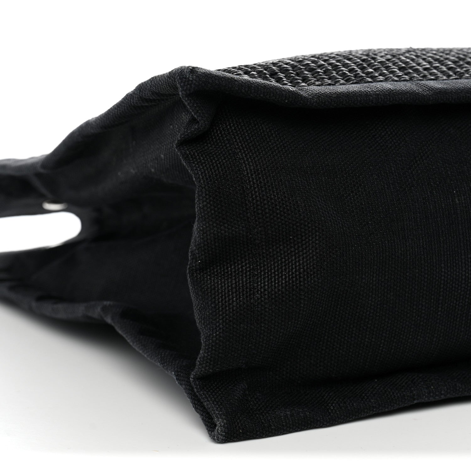 Saint Laurent Raffia Linen Calfskin Rive Gauche Tote Black 8 of 13