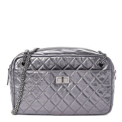 Chanel Metallic Aged Calfskin Quilted Medium Reissue Camera Case Dark Silver 1 of 11