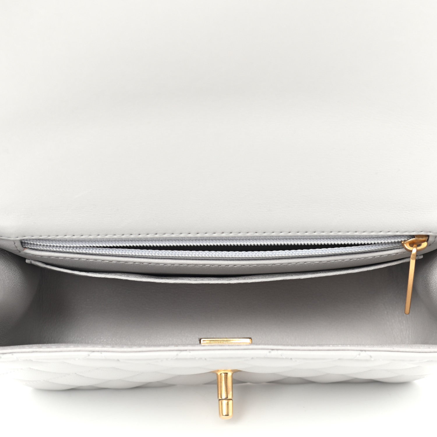 Chanel Lambskin Quilted Mini Top Handle Rectangular Flap Grey 4 of 11