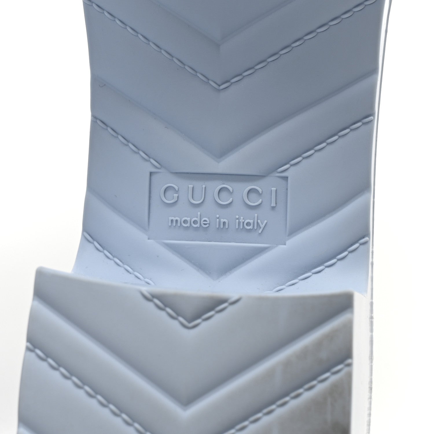 Gucci Rubber Gucci Logo Womens Platform 20/60mm Slide Sandals 40 Porcelain Light Blue 7 of 9
