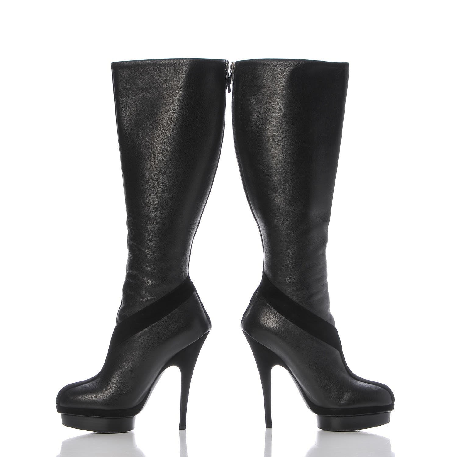 Saint Laurent Calfskin Suede Y Tribute 105 Platform Knee High Boots 38.5 Black 6 of 9