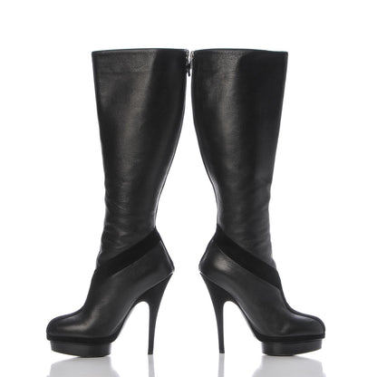 Saint Laurent Calfskin Suede Y Tribute 105 Platform Knee High Boots 38.5 Black 6 of 9