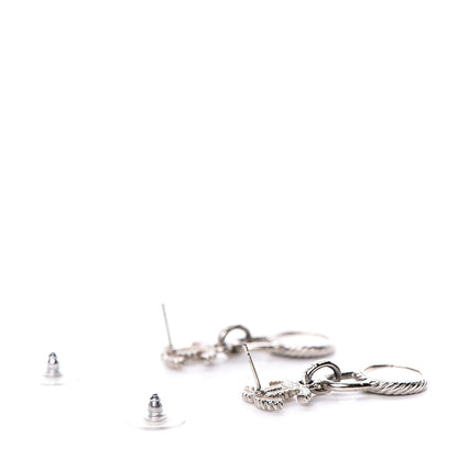 Chanel Ruthenium Crystal CC Drop Earrings Blue Silver 3 of 5