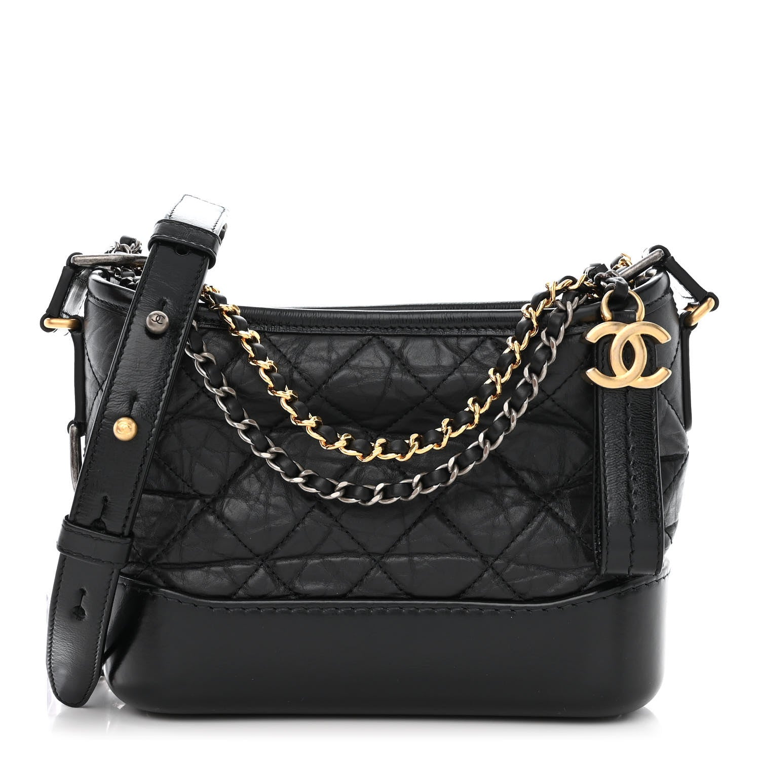 Chanel Aged Calfskin Quilted Small Gabrielle Hobo Black 1 of 11