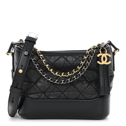 Chanel Aged Calfskin Quilted Small Gabrielle Hobo Black 1 of 11