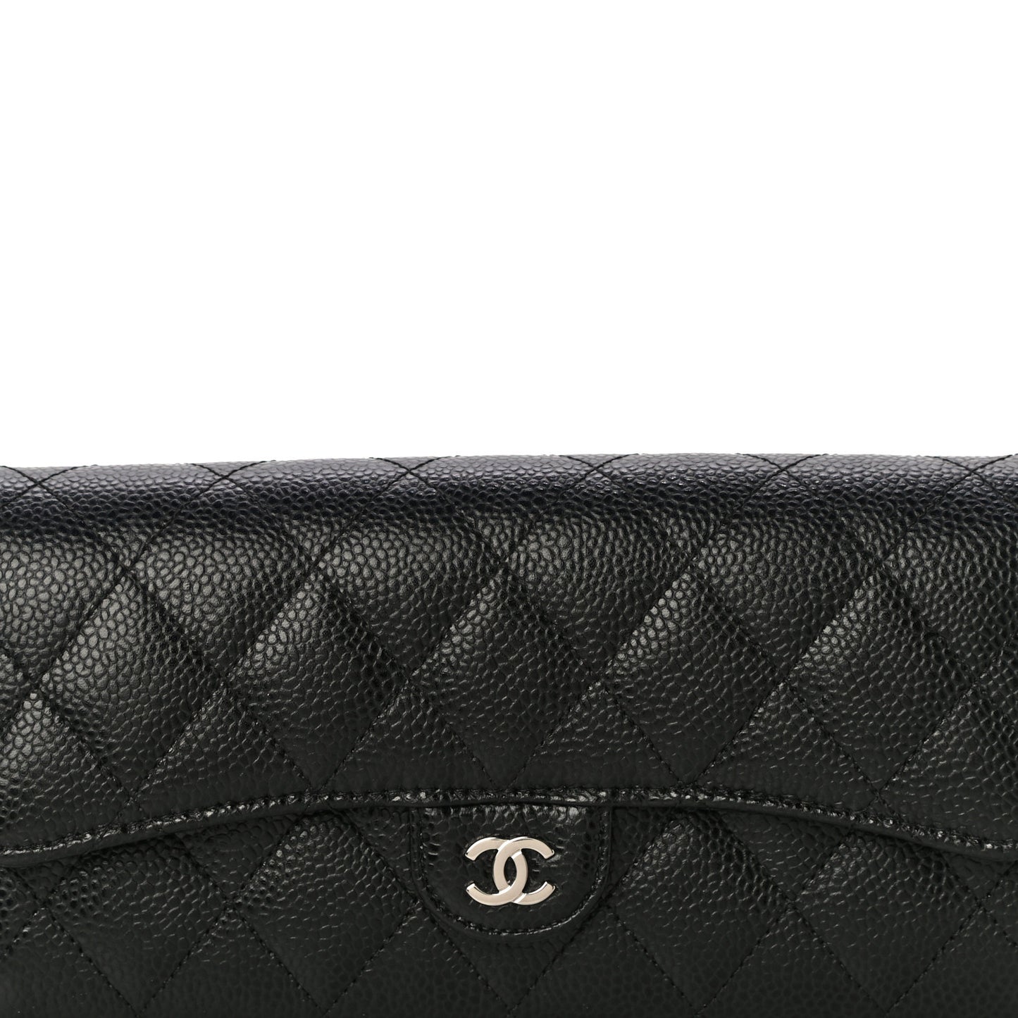 Caviar Quilted Large Gusset Flap Wallet Black
