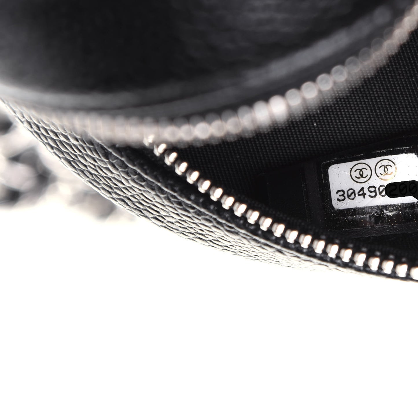 Caviar Camellia Embossed Round Clutch With Chain Black