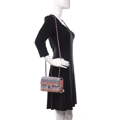 Chanel Tweed Quilted Mini Rectangular Flap Blue Pink Orange 2 of 11