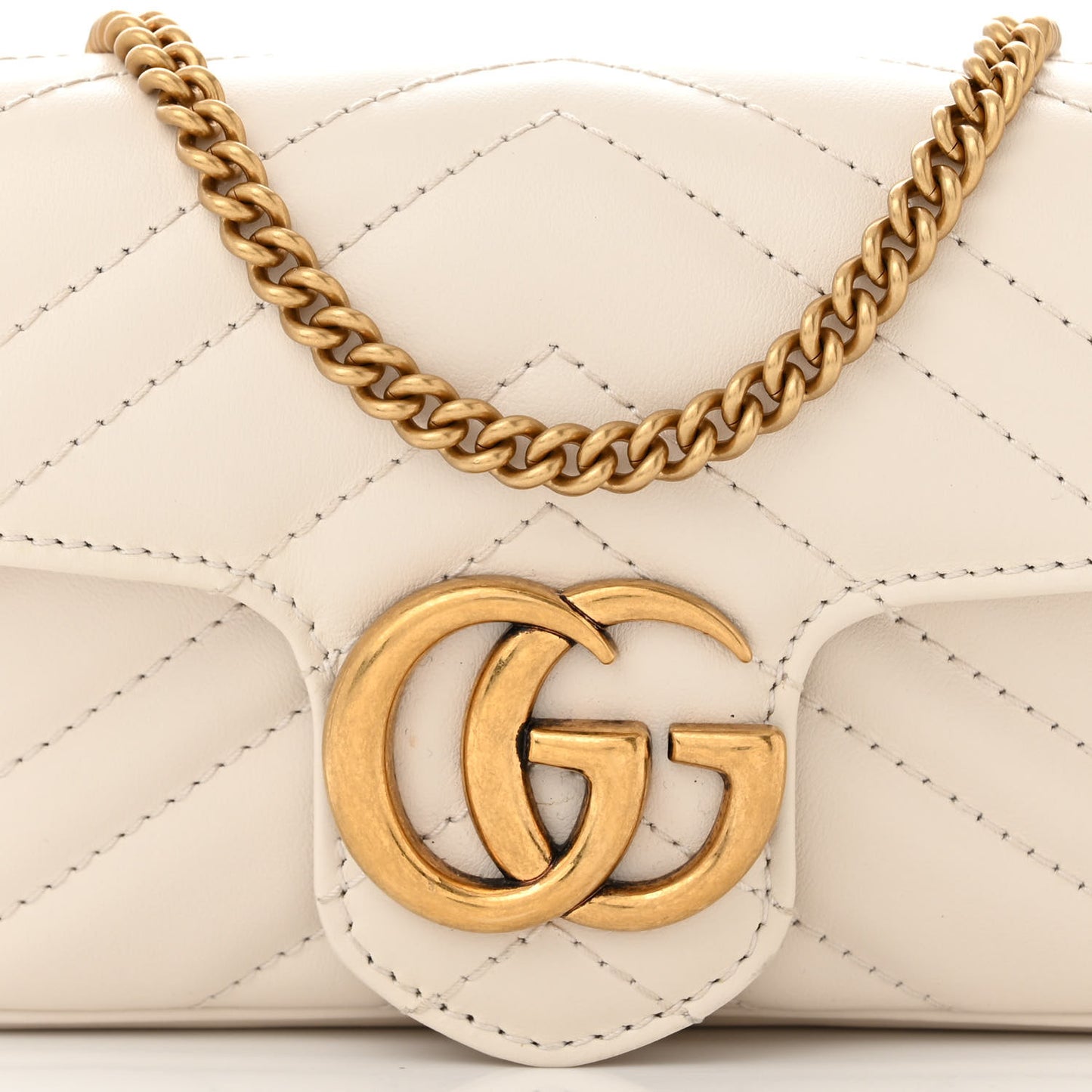Calfskin Matelasse Super Mini GG Marmont Shoulder Bag White