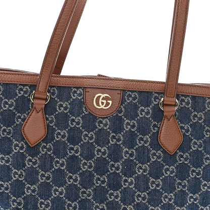 Gucci New Denim GG Monogram Medium Ophidia Shopping Tote Blue Tea Cuir 8 of 10