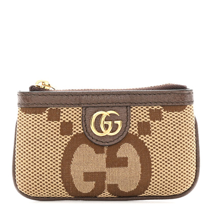 Gucci Monogram Jumbo GG Textured Dollar Calfskin Ophidia Key Case Camel Ebony New Acero 1 of 9