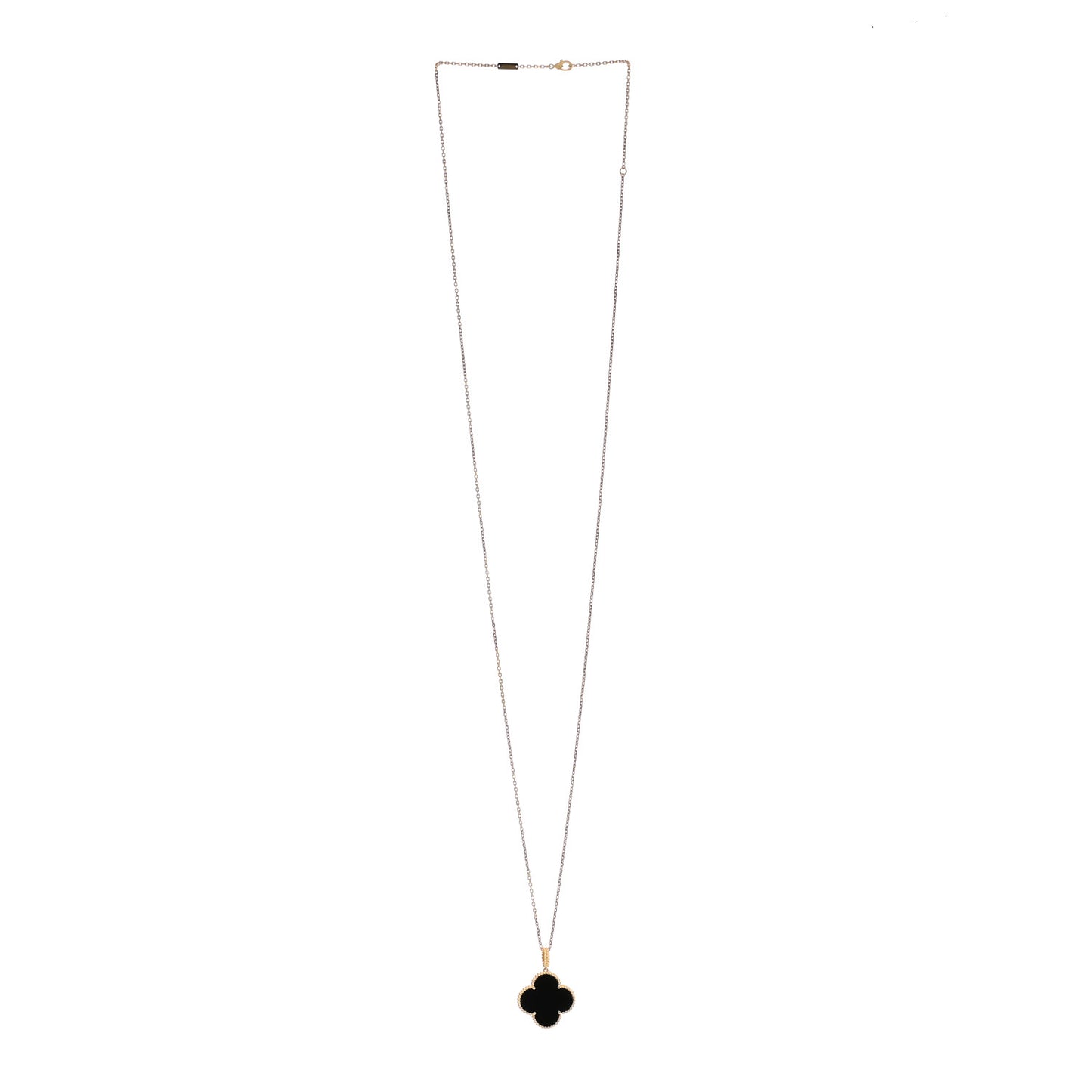18K Yellow Gold Black Onyx Magic Alhambra Pendant Necklace