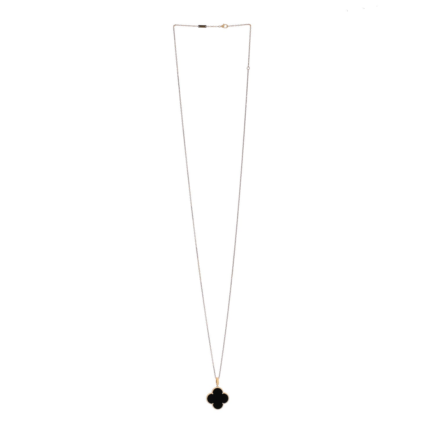 Van Cleef & Arpels 18K Yellow Gold Black Onyx Magic Alhambra Pendant Necklace 3 of 7
