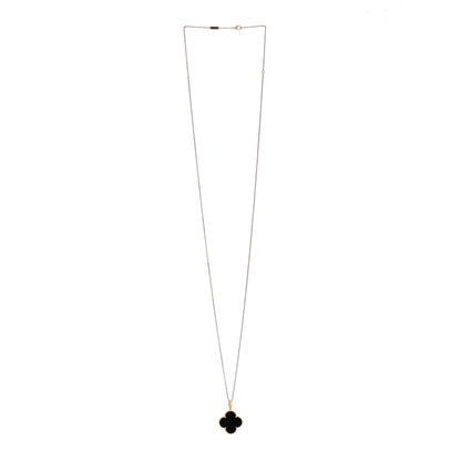 Van Cleef & Arpels 18K Yellow Gold Black Onyx Magic Alhambra Pendant Necklace 3 of 7