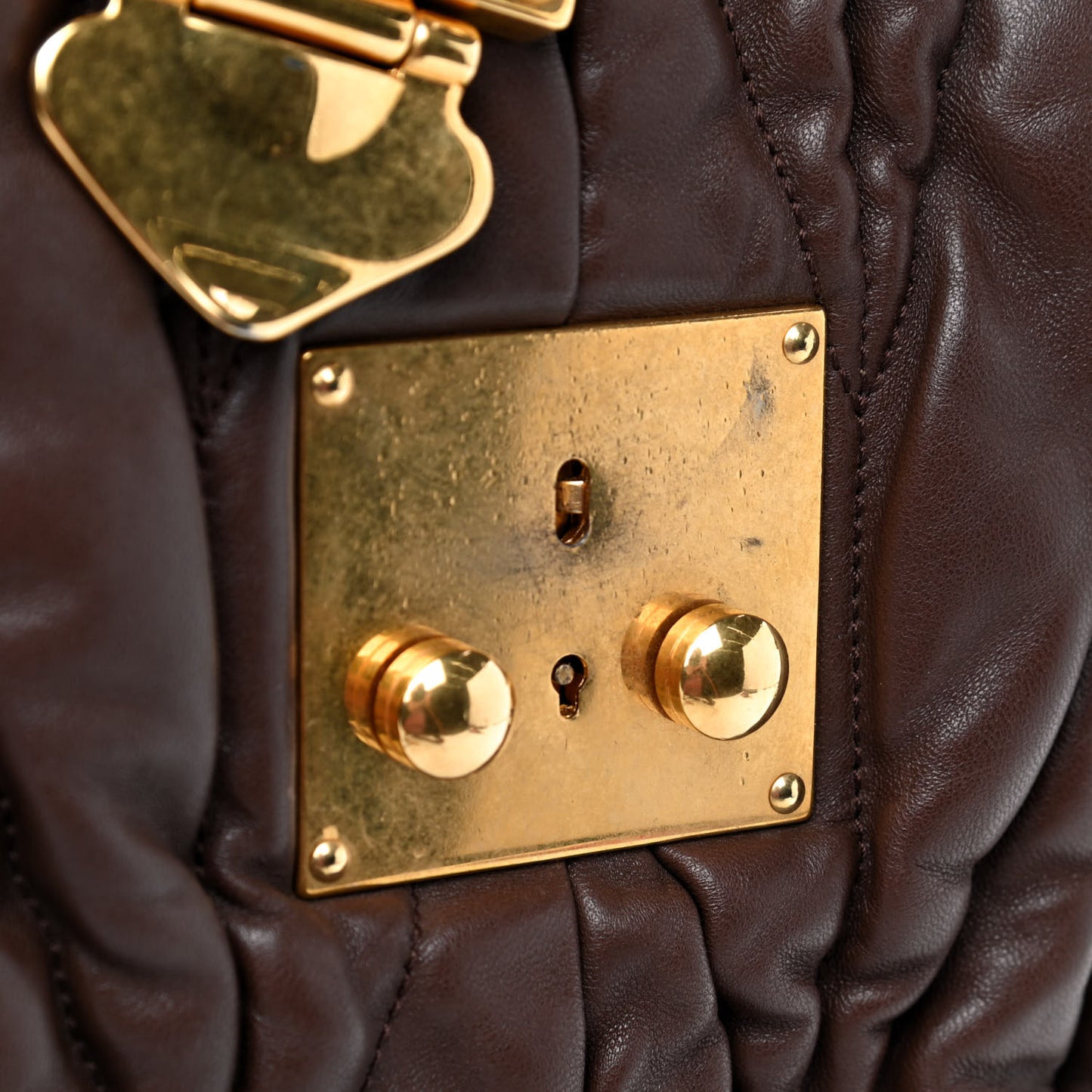 Nappa Matelasse Top Handle Satchel Brown