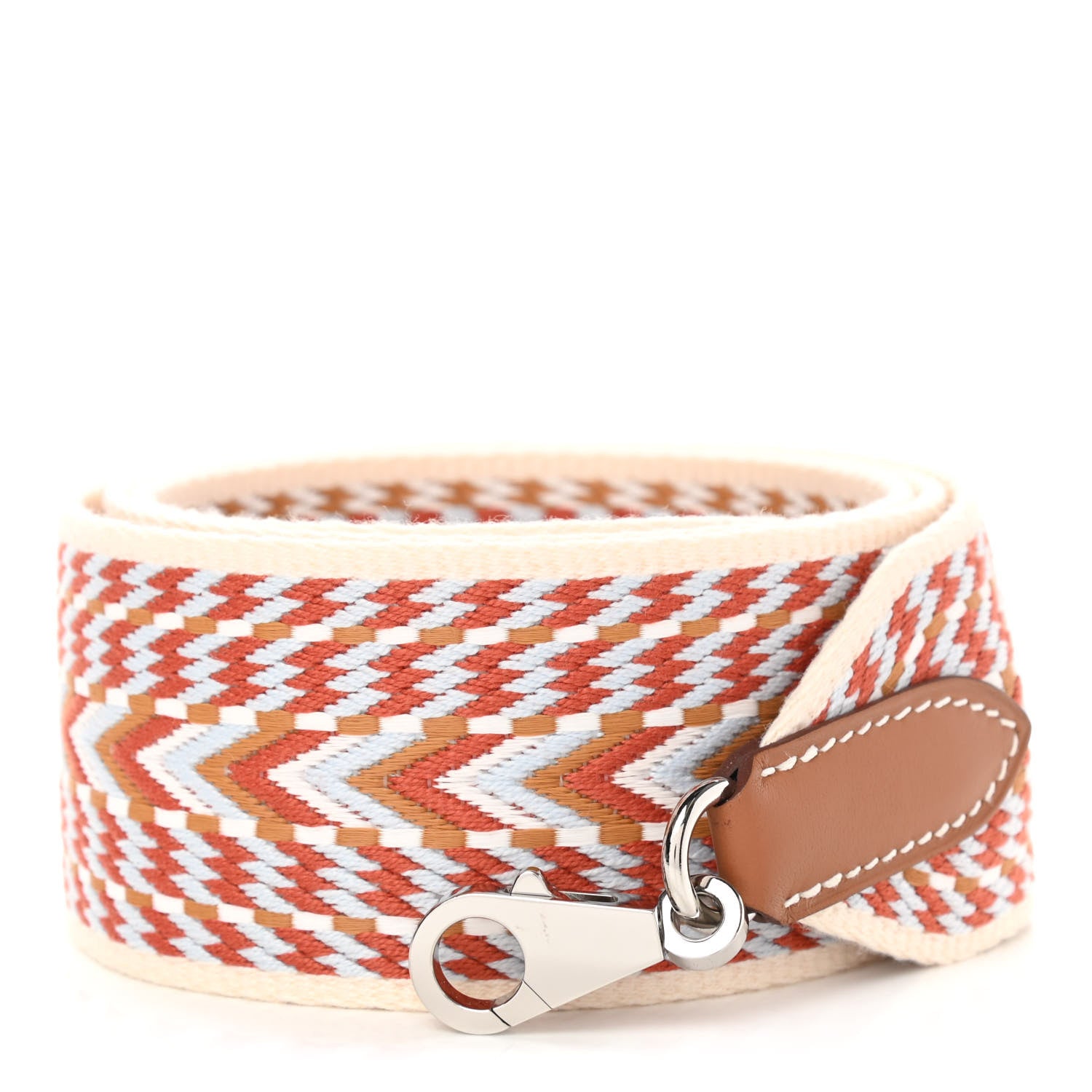 Hermes Toile Swift 50mm Sangle Cavale Shoulder Strap Cornaline White Gold 1 of 6